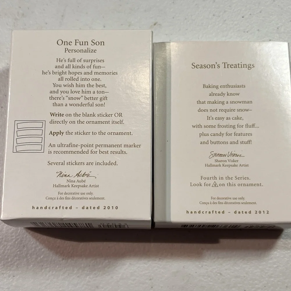 Hallmark Keepsake Ornaments One Fun Son And Seasons Treatings‎ NIB